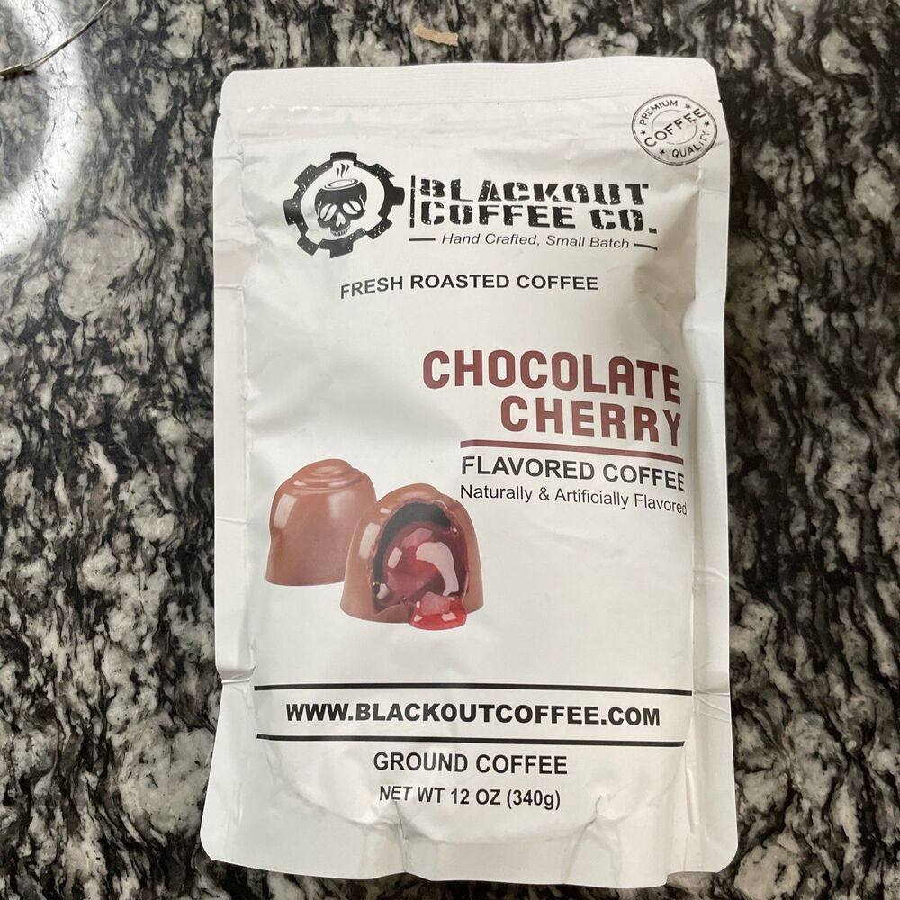 Blackout Coffee Chocolate Cherry Flavored Ground 12 Ounce (Pack of 1)